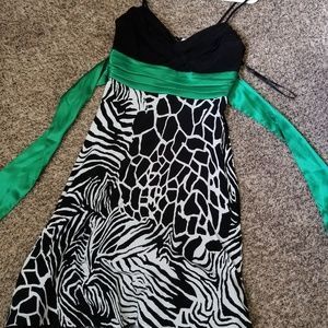 Black, white, and green dress